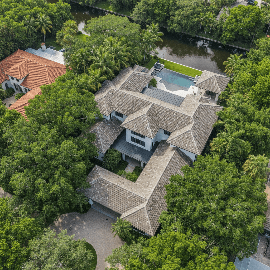 Flat tile luxury estate nestled in canopy — Coconut Grove